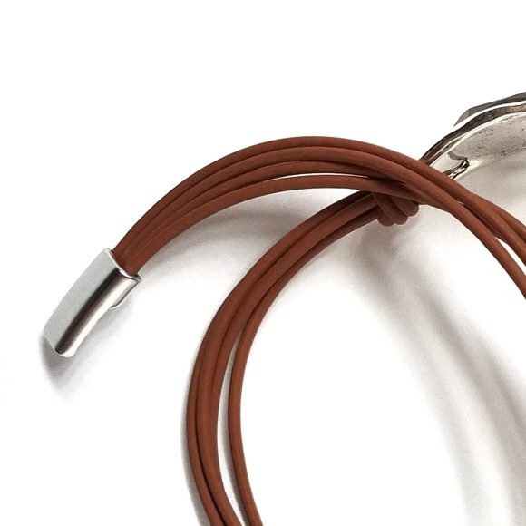 Leather Wrap Brown Glass Bead Bracelet - Picture 6 of 8